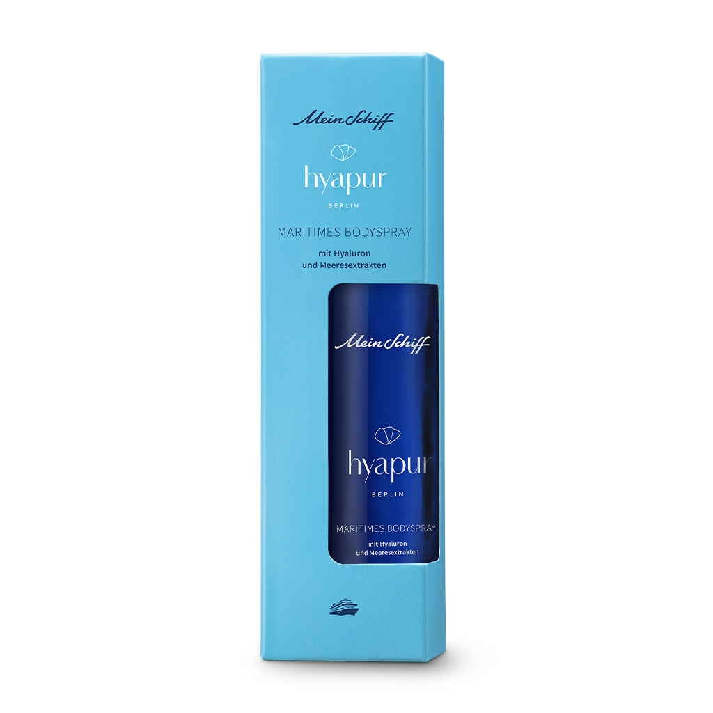 Exklusives Body Spray aus der Kooperation von hyapur® Berlin und der Mein Schiff-Flotte. Mit elegant-erfrischendem Duft. 